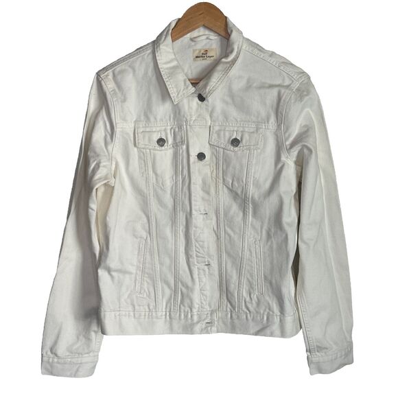 Marine Layer Women's White Button-Front Denim Jacket Size Large - Picture 1 of 5